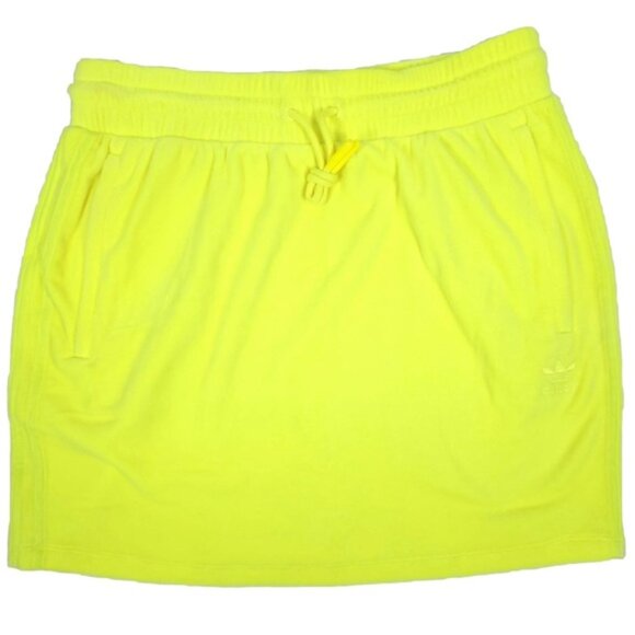 NWT ADIDAS JEREMY SCOTT LUXE‎ Velour Neon Mini Skirt Side Pockets Drawstring LG - Picture 8 of 15
